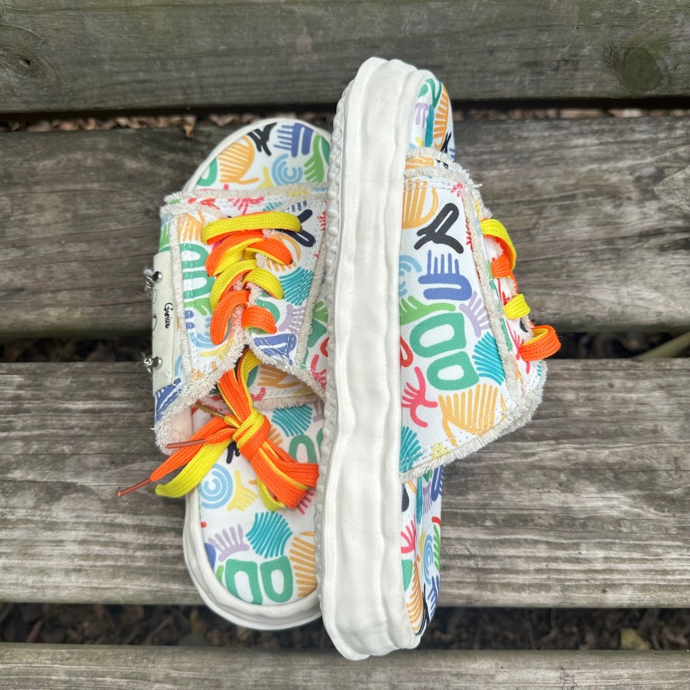 Crazy Pop Art Graffiti Multicolor Platform Slide Sandals Sz 42 US 11.5 Urbancore - Picture 5 of 9